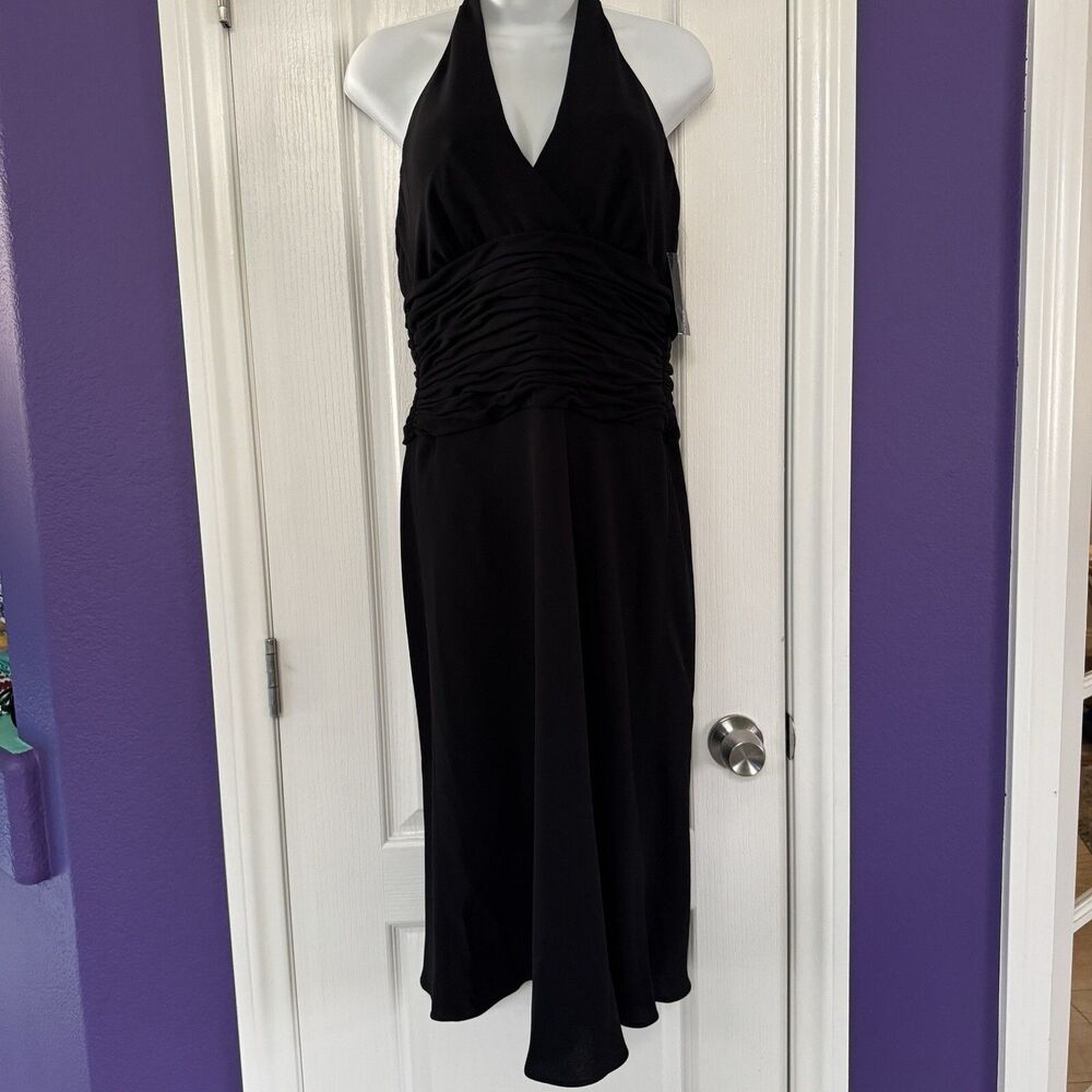 JONES New York Black Formal Halter Empire Waist Chiffon Dress Size 10 NWT